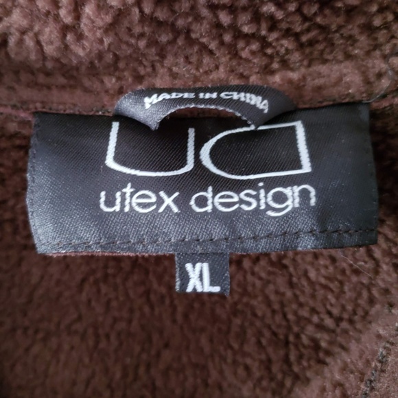 Utex Design Micro Suede Sherpa Fleece Pea Coat - Picture 4 of 6